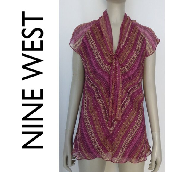 Nine West 100% Silk Blouse - Picture 1 of 9